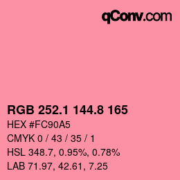 カラーコード: RGB 252.1 144.8 165 | qconv.com