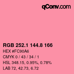 カラーコード: RGB 252.1 144.8 166 | qconv.com