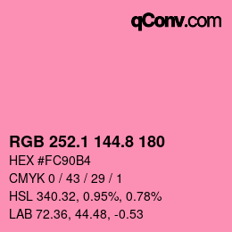 カラーコード: RGB 252.1 144.8 180 | qconv.com