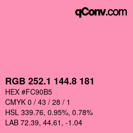 カラーコード: RGB 252.1 144.8 181 | qconv.com