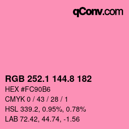 カラーコード: RGB 252.1 144.8 182 | qconv.com