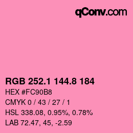 カラーコード: RGB 252.1 144.8 184 | qconv.com