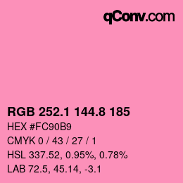 カラーコード: RGB 252.1 144.8 185 | qconv.com