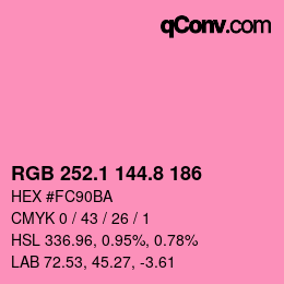カラーコード: RGB 252.1 144.8 186 | qconv.com