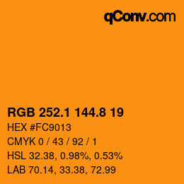 Color code: RGB 252.1 144.8 19 | qconv.com