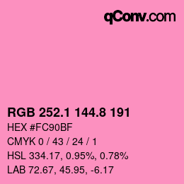 カラーコード: RGB 252.1 144.8 191 | qconv.com