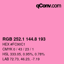 カラーコード: RGB 252.1 144.8 193 | qconv.com