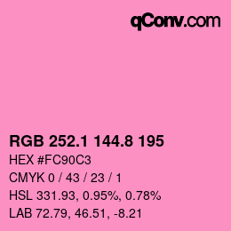 カラーコード: RGB 252.1 144.8 195 | qconv.com