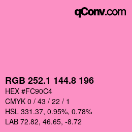 カラーコード: RGB 252.1 144.8 196 | qconv.com