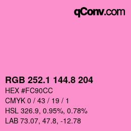 カラーコード: RGB 252.1 144.8 204 | qconv.com