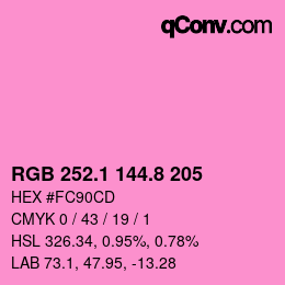 カラーコード: RGB 252.1 144.8 205 | qconv.com