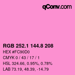 カラーコード: RGB 252.1 144.8 208 | qconv.com
