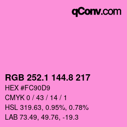 カラーコード: RGB 252.1 144.8 217 | qconv.com