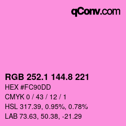 カラーコード: RGB 252.1 144.8 221 | qconv.com