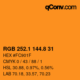 カラーコード: RGB 252.1 144.8 31 | qconv.com