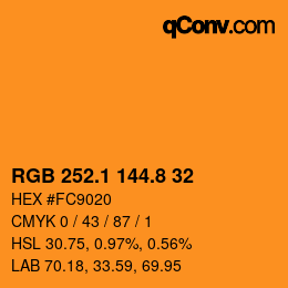 カラーコード: RGB 252.1 144.8 32 | qconv.com