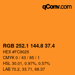 カラーコード: RGB 252.1 144.8 37.4 | qconv.com