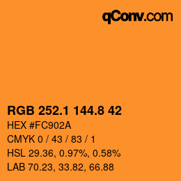 Color code: RGB 252.1 144.8 42 | qconv.com