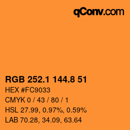 Color code: RGB 252.1 144.8 51 | qconv.com