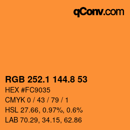 Color code: RGB 252.1 144.8 53 | qconv.com