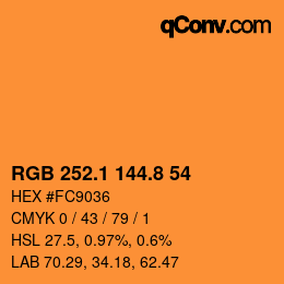 Color code: RGB 252.1 144.8 54 | qconv.com