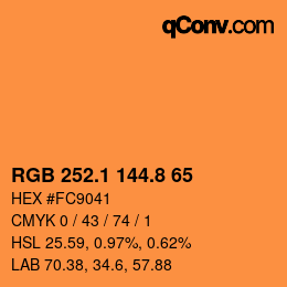 Color code: RGB 252.1 144.8 65 | qconv.com