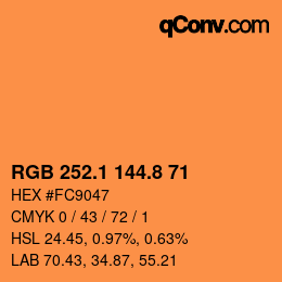 Color code: RGB 252.1 144.8 71 | qconv.com