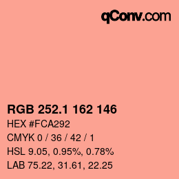 カラーコード: RGB 252.1 162 146 | qconv.com