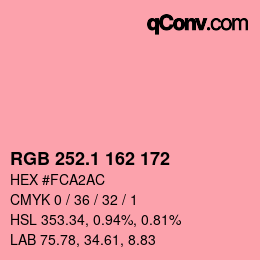 カラーコード: RGB 252.1 162 172 | qconv.com