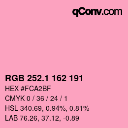 カラーコード: RGB 252.1 162 191 | qconv.com