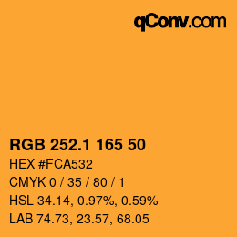 カラーコード: RGB 252.1 165 50 | qconv.com
