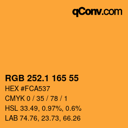 カラーコード: RGB 252.1 165 55 | qconv.com