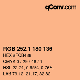 カラーコード: RGB 252.1 180 136 | qconv.com