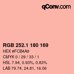 カラーコード: RGB 252.1 180 169 | qconv.com