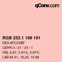 カラーコード: RGB 252.1 198 191 | qconv.com