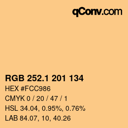 カラーコード: RGB 252.1 201 134 | qconv.com