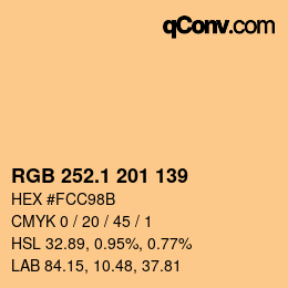 カラーコード: RGB 252.1 201 139 | qconv.com