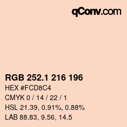カラーコード: RGB 252.1 216 196 | qconv.com