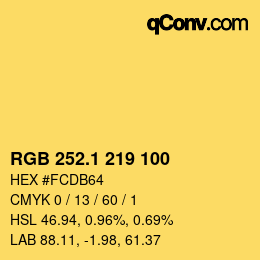 カラーコード: RGB 252.1 219 100 | qconv.com
