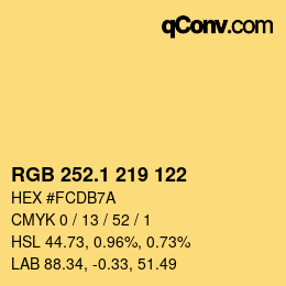 カラーコード: RGB 252.1 219 122 | qconv.com