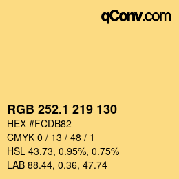 カラーコード: RGB 252.1 219 130 | qconv.com