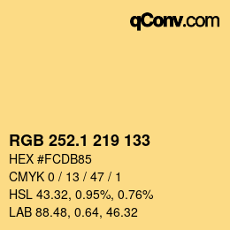カラーコード: RGB 252.1 219 133 | qconv.com