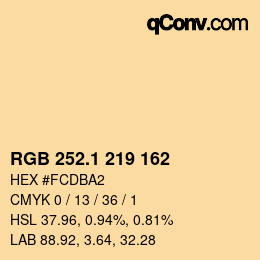 カラーコード: RGB 252.1 219 162 | qconv.com