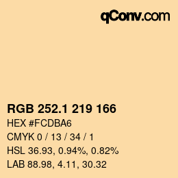 カラーコード: RGB 252.1 219 166 | qconv.com