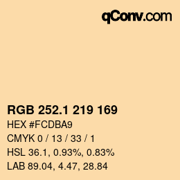 カラーコード: RGB 252.1 219 169 | qconv.com