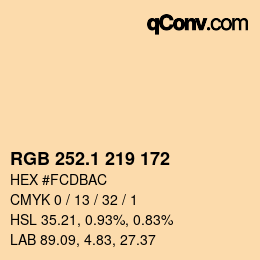 カラーコード: RGB 252.1 219 172 | qconv.com