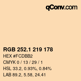 カラーコード: RGB 252.1 219 178 | qconv.com