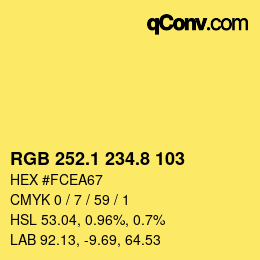 カラーコード: RGB 252.1 234.8 103 | qconv.com
