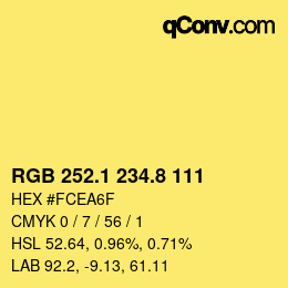 カラーコード: RGB 252.1 234.8 111 | qconv.com