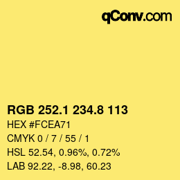 カラーコード: RGB 252.1 234.8 113 | qconv.com
